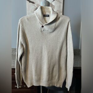 Chaps Quarter Button Collared Knit Sweater with Elbow Patches size large